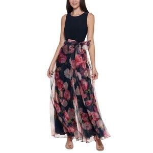 Eliza J NWT Size 12 Jumpsuit Wide Leg Overlay Organza Floral